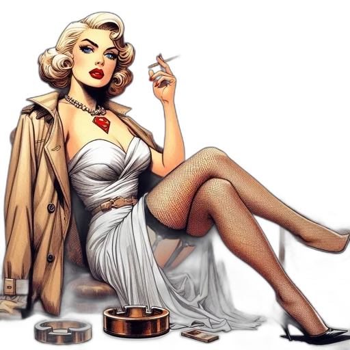dress, jewelry, photorealistic, comic book art, concept art, cartoon, fire, retro-styled transparent PNG cut-out