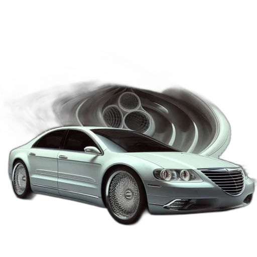 car, photorealistic, 3d render, concept art, fantasy art, fog, futuristic, silver transparent PNG cut-out