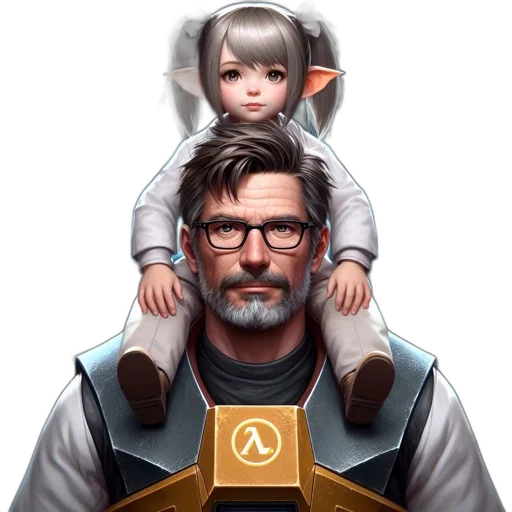 staff, face, robot, weapon, concept art, fantasy art, pixel art, cyberpunk transparent PNG cut-out