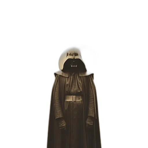 mask, staff, jacket, hat, concept art, 3d render, fantasy art, dark transparent PNG cut-out