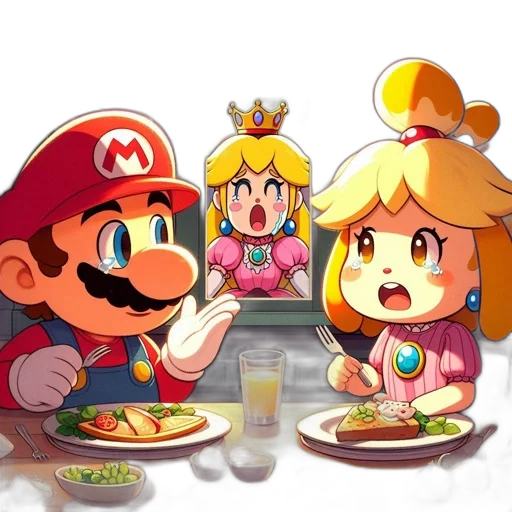 food, crown, concept art, pixel art, 3d render, anime, fire, mario transparent PNG cut-out