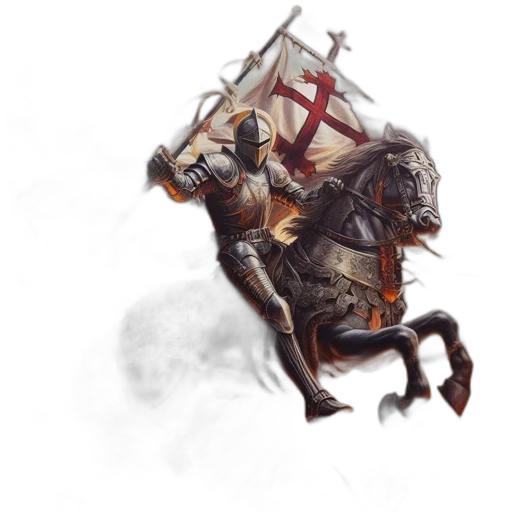 sword, weapon, concept art, fantasy art, photorealistic, watercolor, knight, rides transparent PNG cut-out