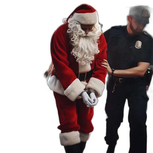 staff, santa, claus, apprehended, police, officer, while, children transparent PNG cut-out