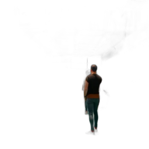 staff, umbrella, robot, jacket, concept art, 3d render, photorealistic, pixel art transparent PNG cut-out