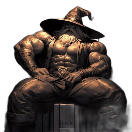 fantasy art, concept art, comic book art, photorealistic, muscular, figure, possibly, wizard transparent PNG cut-out