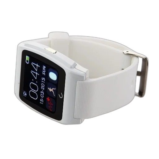 jewelry, white, smartwatch, digital, display, showing, time, date transparent PNG cut-out