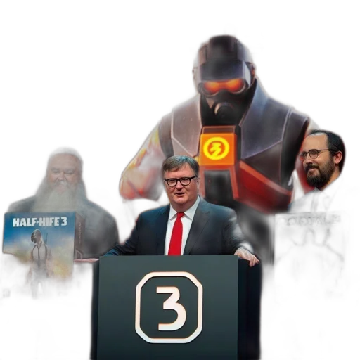 concept art, fantasy art, 3d render, three, men, hold, boxes, half-life transparent PNG cut-out