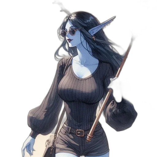 staff, fantasy art, concept art, pixel art, watercolor, blue, dark, monochrome transparent PNG cut-out