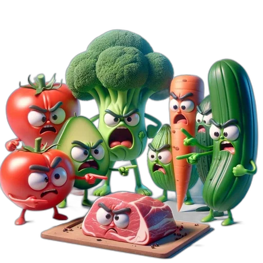 food, concept art, 3d render, photorealistic, ensemble, expressive, vegetables, fruits transparent PNG cut-out