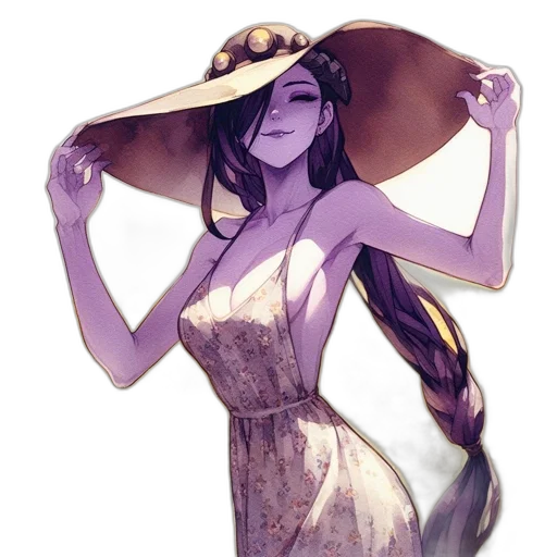 dress, hat, mask, crown, concept art, fantasy art, watercolor, anime transparent PNG cut-out