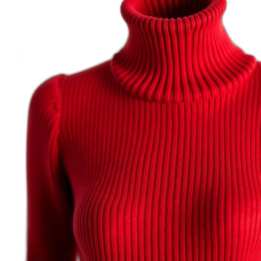 dress, jacket, 3d render, red, neon, turtleneck, sweater, ribbed transparent PNG cut-out