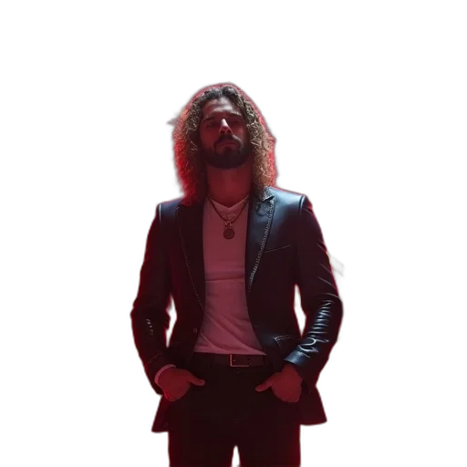 jacket, hair, vaporwave, neon lights, factor, cast, ready, rock transparent PNG cut-out