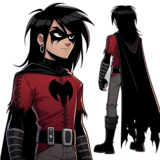 jacket, comic book art, concept art, cartoon, anime, red, dark, male transparent PNG cut-out
