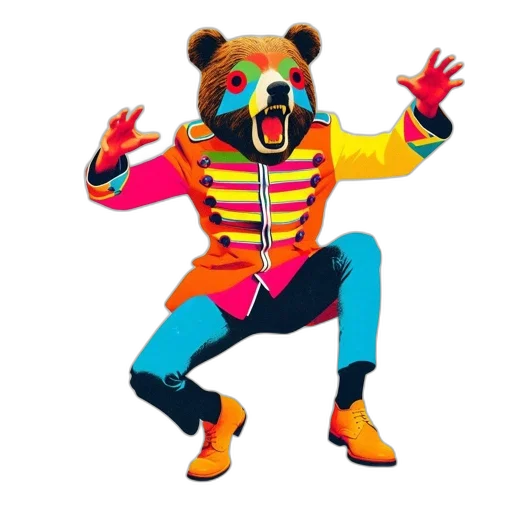 mask, creature, animal, jacket, 3d render, concept art, bear, head transparent PNG cut-out