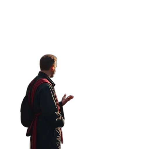 jacket, staff, sword, umbrella, concept art, 3d render, photorealistic, outer space transparent PNG cut-out