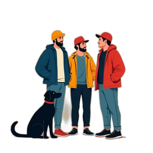 jacket, hat, staff, animal, concept art, pixel art, cartoon, watercolor transparent PNG cut-out