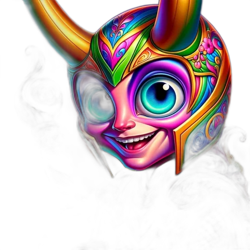 mask, face, staff, fantasy art, concept art, 3d render, pixel art, colorful transparent PNG cut-out