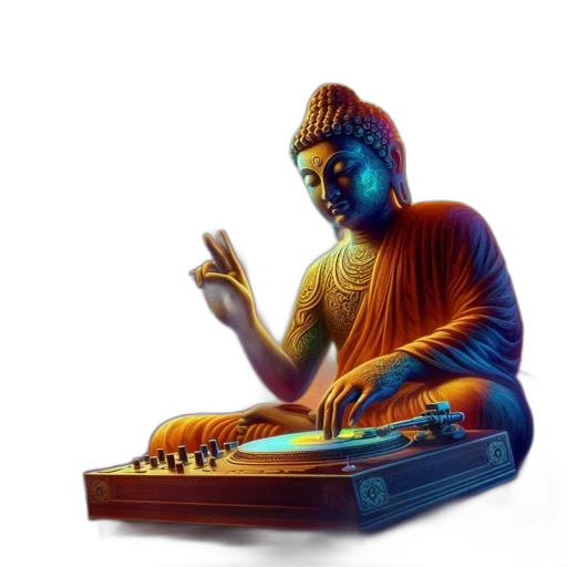 3d render, vaporwave, pixel art, concept art, buddha, statue, meditative, pose transparent PNG cut-out