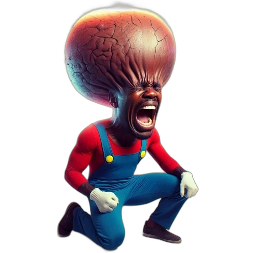 creature, hair, hat, face, concept art, comic book art, 3d render, pixel art transparent PNG cut-out