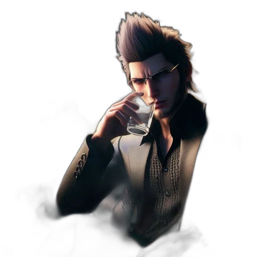 jacket, face, staff, hair, concept art, pixel art, photorealistic, fantasy art transparent PNG cut-out