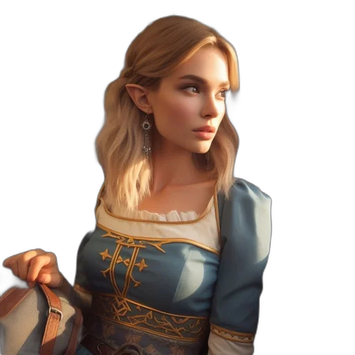dress, face, crown, staff, fantasy art, concept art, pixel art, photorealistic transparent PNG cut-out