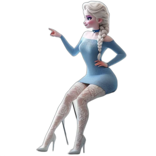 dress, robot, staff, concept art, 3d render, cartoon, fantasy art, blue transparent PNG cut-out