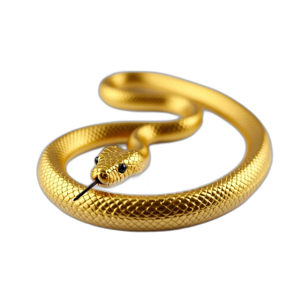 jewelry, crown, 3d render, golden, snake, shiny, reflective, surface transparent PNG cut-out