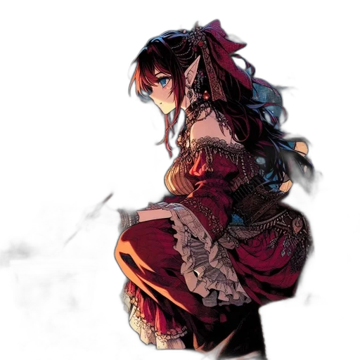 dress, dragon, weapon, jacket, concept art, fantasy art, anime, watercolor transparent PNG cut-out