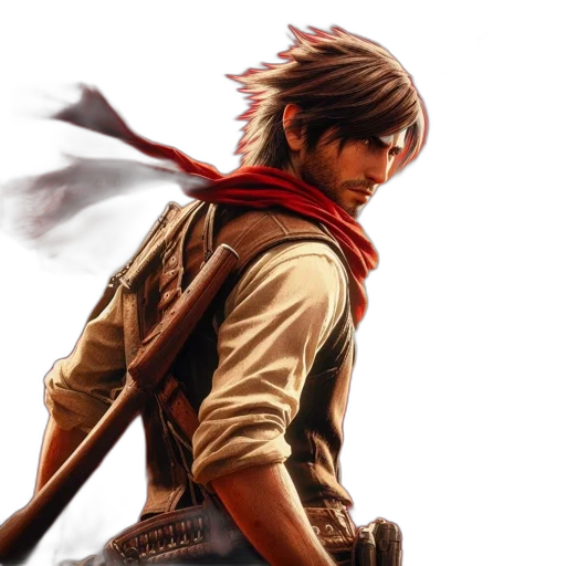 concept art, fantasy art, photorealistic, comic book art, red, rugged, male, figure transparent PNG cut-out