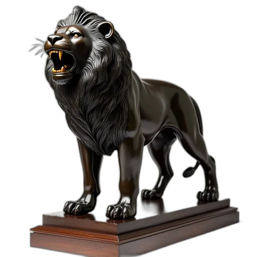animal, crown, 3d render, photorealistic, concept art, bronze, statue, lion transparent PNG cut-out