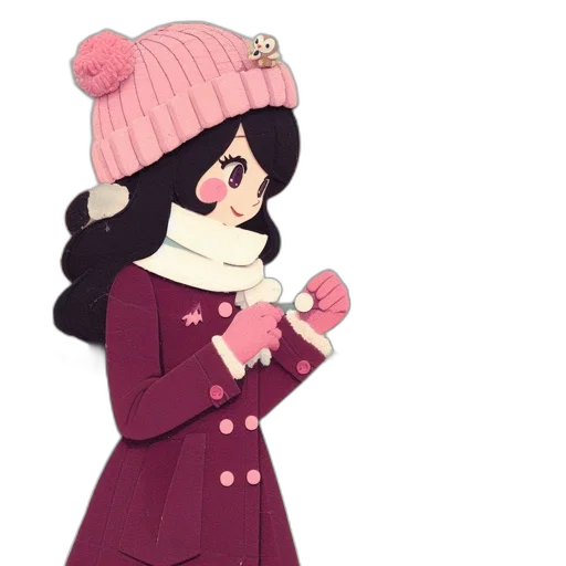 hat, jacket, staff, cartoon, pixel art, concept art, 3d render, snow transparent PNG cut-out