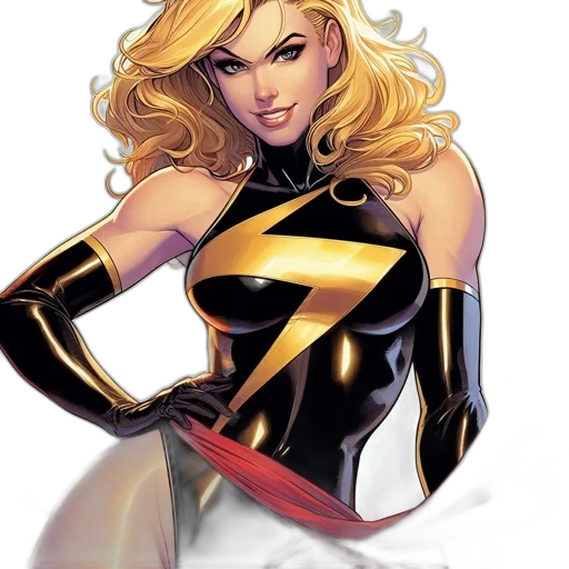 comic book art, concept art, cartoon, fantasy art, confident, superheroine, clad, sleek transparent PNG cut-out