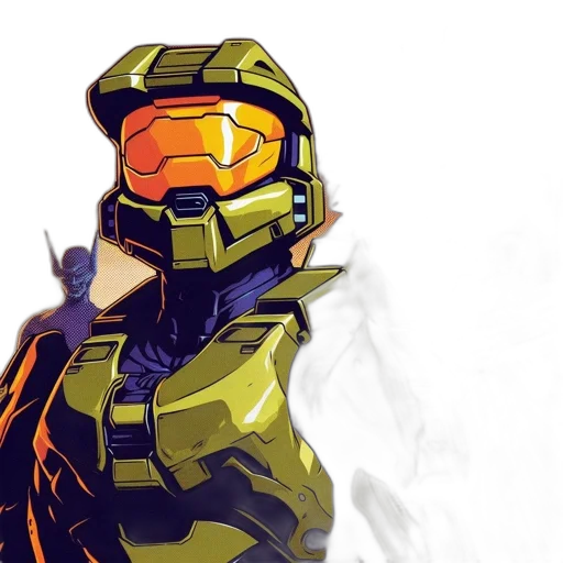 mask, jacket, face, concept art, comic book art, pixel art, cyberpunk, golden transparent PNG cut-out