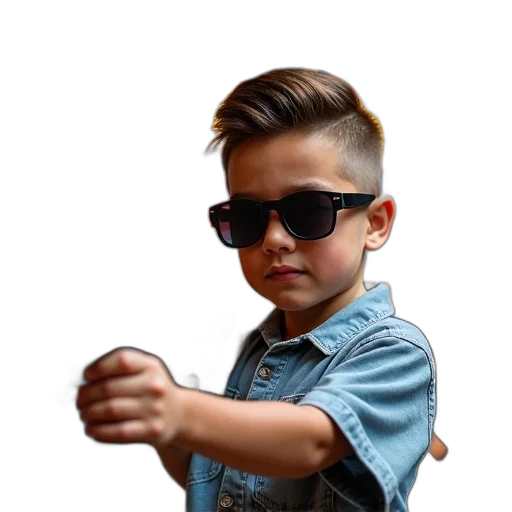 jacket, weapon, photorealistic, 3d render, cartoon, young, boy, slicked-back transparent PNG cut-out