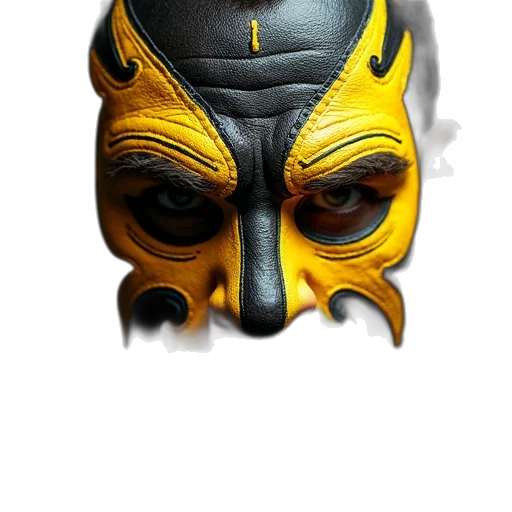mask, face, concept art, comic book art, 3d render, fantasy art, golden, lucha transparent PNG cut-out