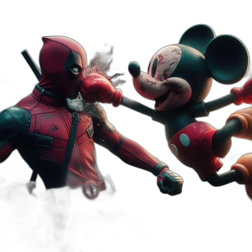 concept art, 3d render, comic book art, fantasy art, fire, red, deadpool, hit transparent PNG cut-out
