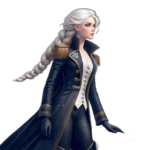 jacket, staff, concept art, fantasy art, comic book art, pixel art, dark, monochrome transparent PNG cut-out