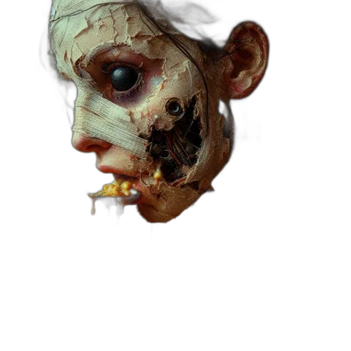 mask, face, creature, staff, concept art, photorealistic, 3d render, fantasy art transparent PNG cut-out