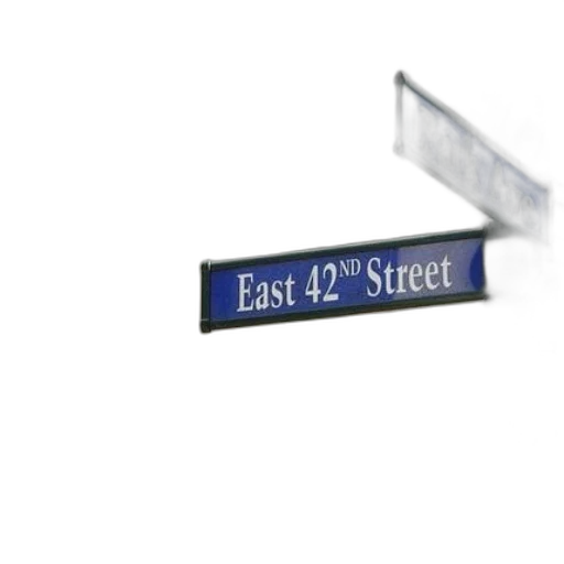 3d render, photorealistic, concept art, city street, street, sign, east, 42nd transparent PNG cut-out