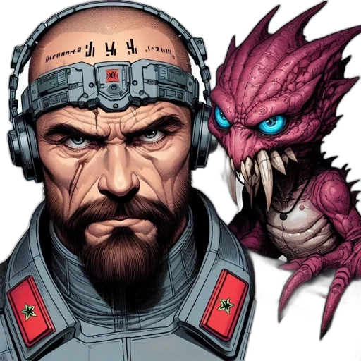 comic book art, concept art, fantasy art, cyberpunk, two, characters, face, off transparent PNG cut-out