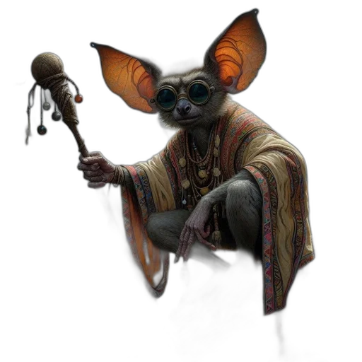 staff, animal, creature, jacket, concept art, fantasy art, 3d render, photorealistic transparent PNG cut-out