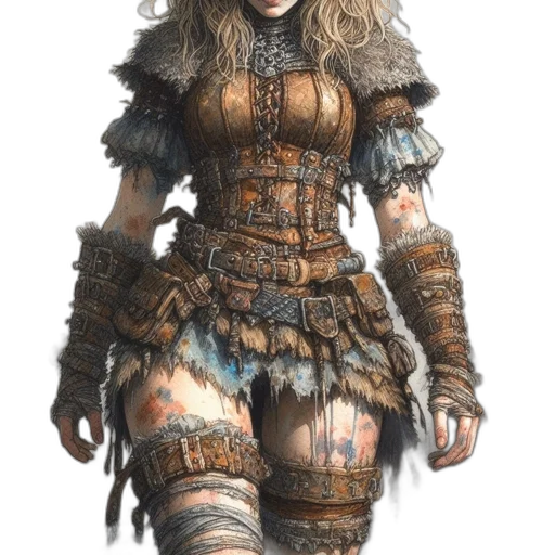 dress, weapon, staff, sword, fantasy art, concept art, 3d render, comic book art transparent PNG cut-out