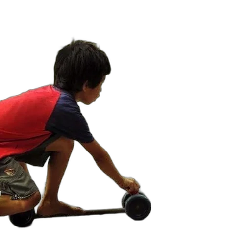 weapon, photorealistic, young, boy, red, shirt, pushes, homemade transparent PNG cut-out