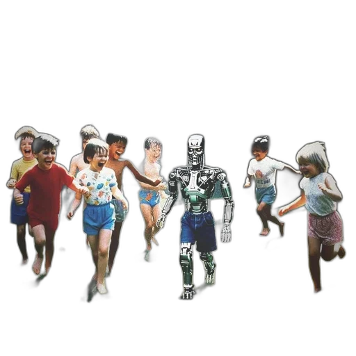 robot, concept art, comic book art, pixel art, 3d render, children, frolic, garden transparent PNG cut-out