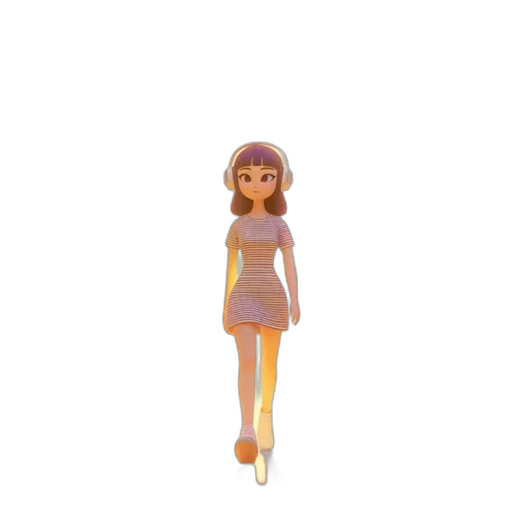 dress, creature, jewelry, staff, 3d render, cartoon, vaporwave, concept art transparent PNG cut-out