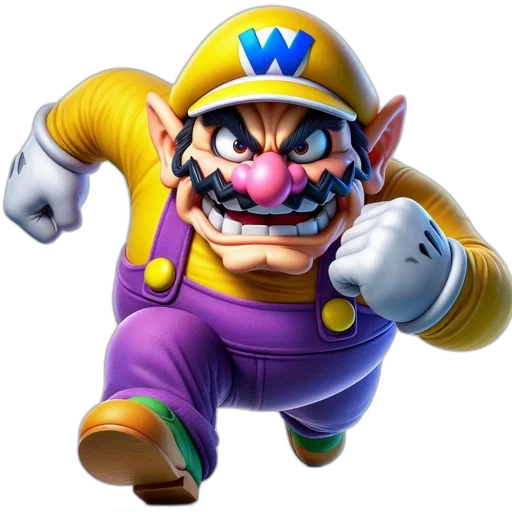 face, weapon, mask, crown, concept art, 3d render, wario, mario transparent PNG cut-out