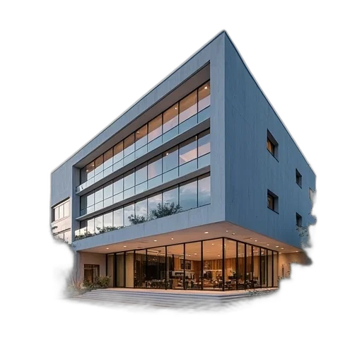 building, 3d render, blue, used, build, office, complex transparent PNG cut-out