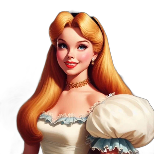 dress, crown, face, hair, photorealistic, 3d render, cartoon, concept art transparent PNG cut-out