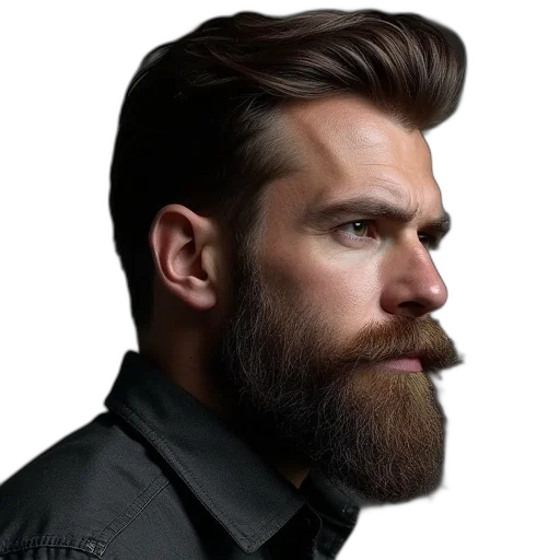 face, hair, jacket, photorealistic transparent PNG cut-out