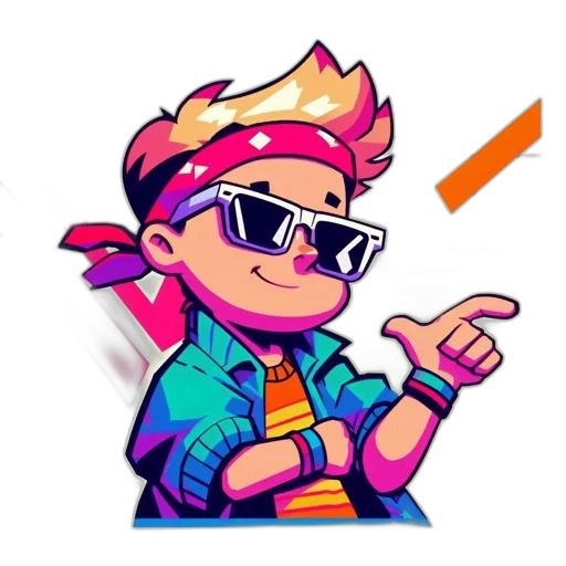 staff, jacket, pixel art, cartoon, 3d render, concept art, neon, vibrant transparent PNG cut-out